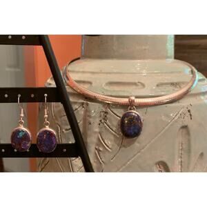 Mojave Purple Turquoise Sterling Silver Necklace and Earring Set